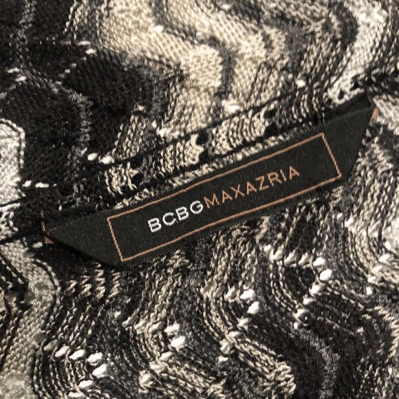 BCBG MaxAzria Chevron Design High-Low Waterfall Open Front Wrap Cardigan Size L - Picture 5 of 6